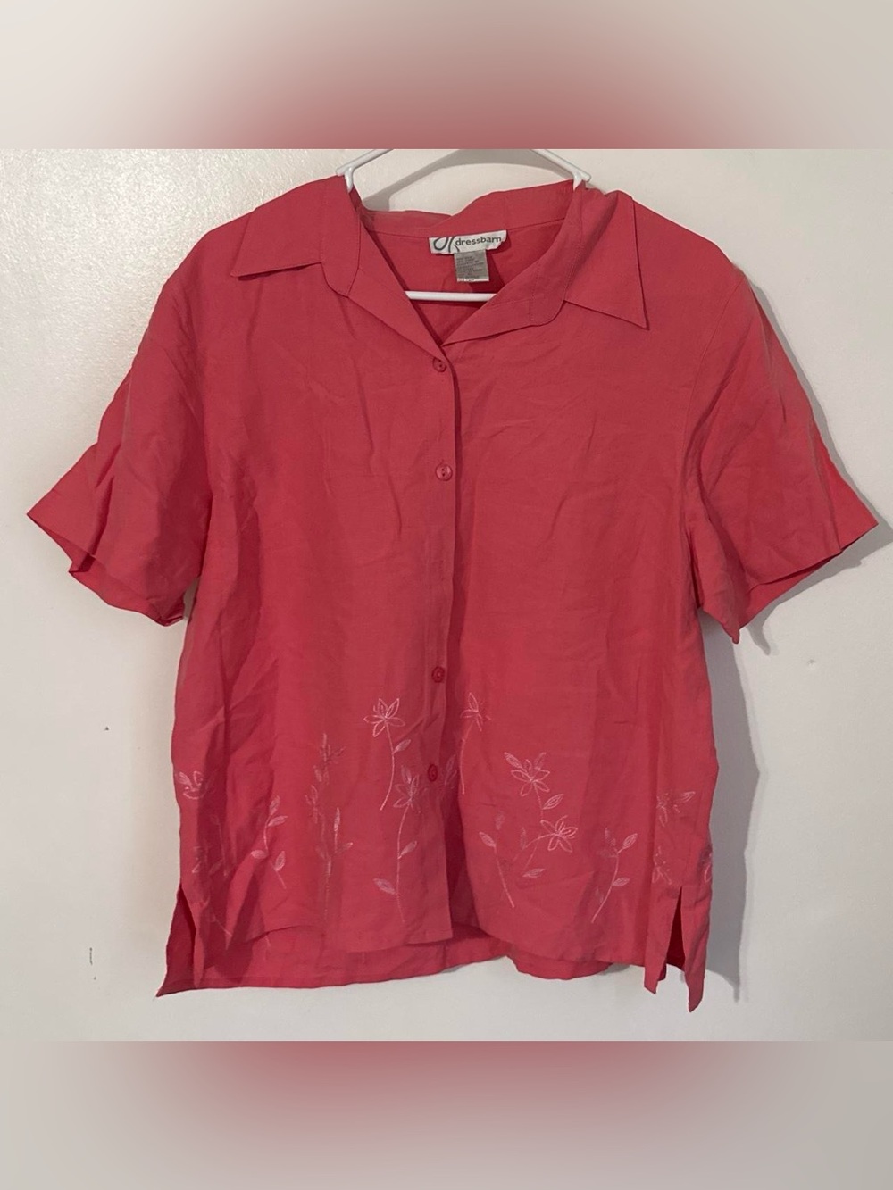 Dressbarn Silk Linen Embroidered Blouse Women’s XL
